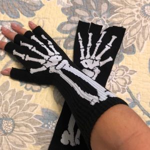 Halloween costume skeleton gloves